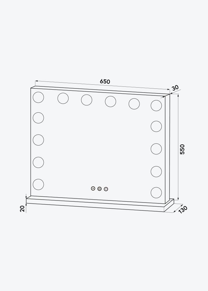 KAILA Sminkspegel Base LED 14 Silver 65x56 cm