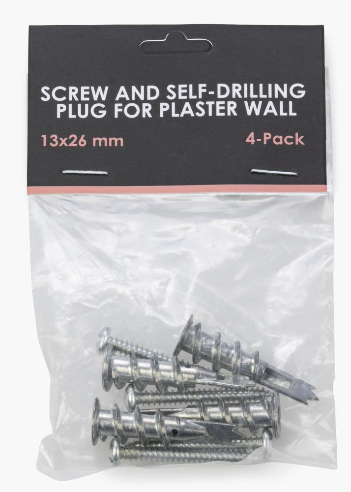 BGA Skruv och självborrande plugg för gipsvägg - 4-pack (13x26 mm)