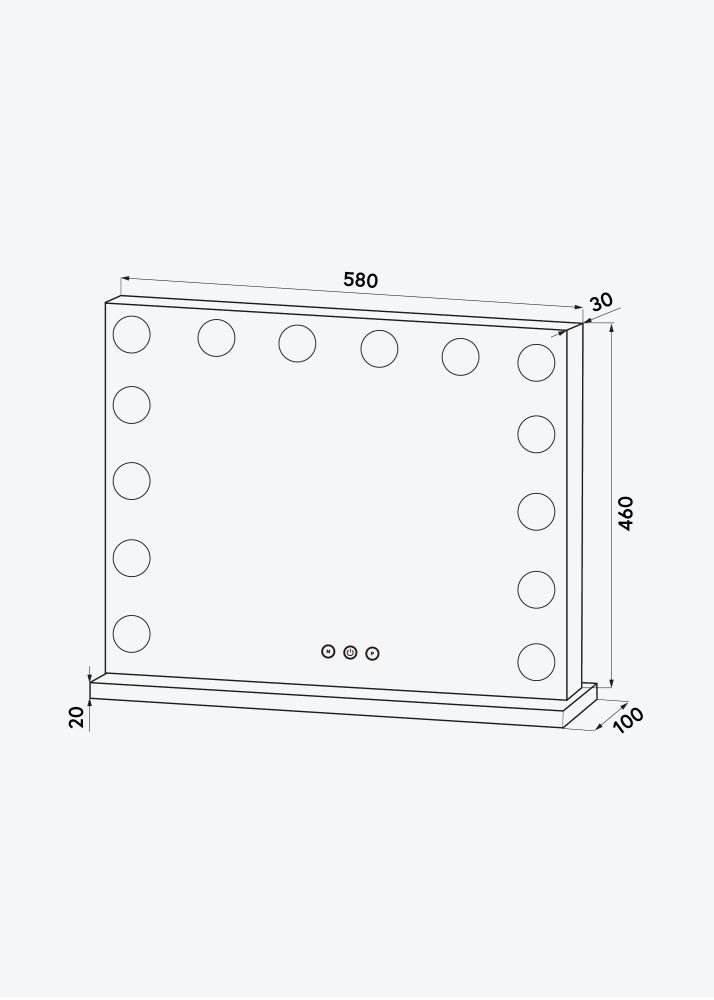 KAILA Sminkspegel Base LED 14 Silver 56x46 cm