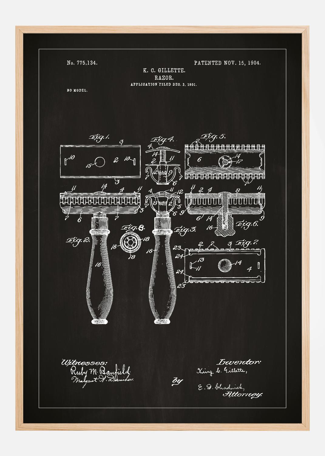 Patentritning - Rakhyvel - Svart Poster (30x40 cm)