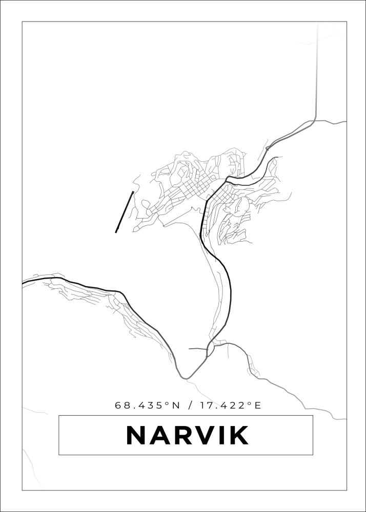 Karta - Narvik - Vit Poster