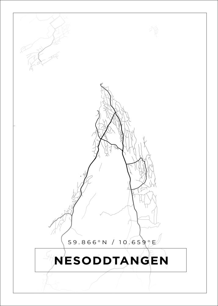 Karta - Nesoddtangen - Vit Poster