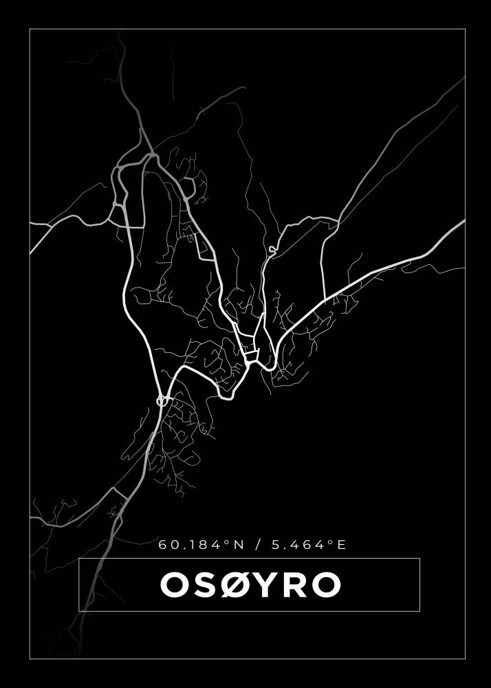 Karta - Osøyro - Svart Poster