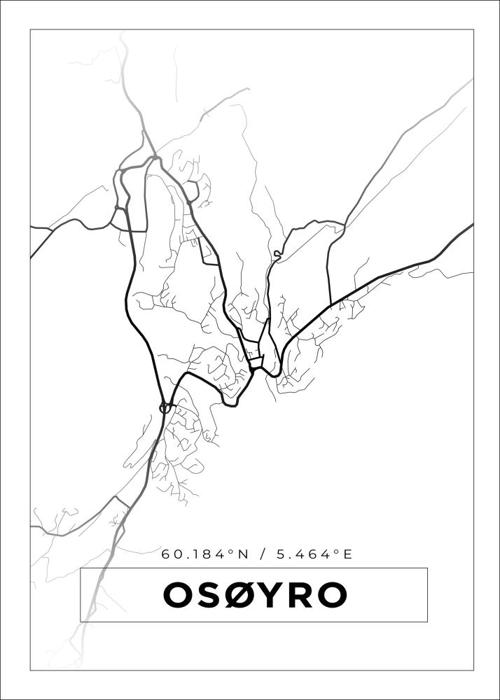 Karta - Osøyro - Vit Poster