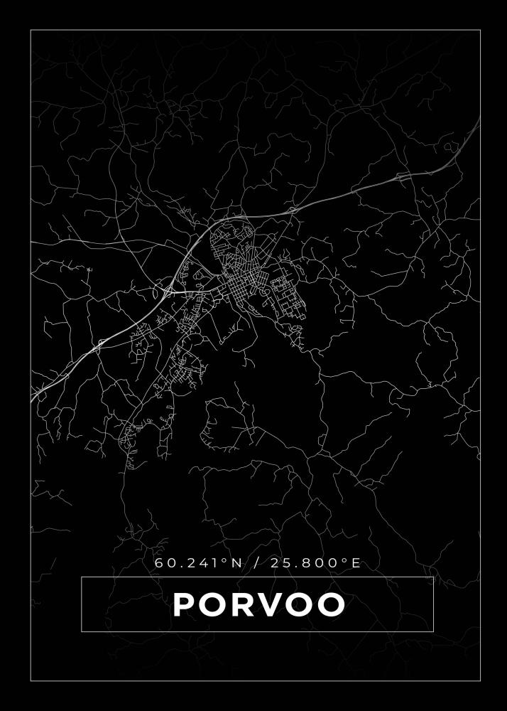 Karta - Porvoo - Svart Poster