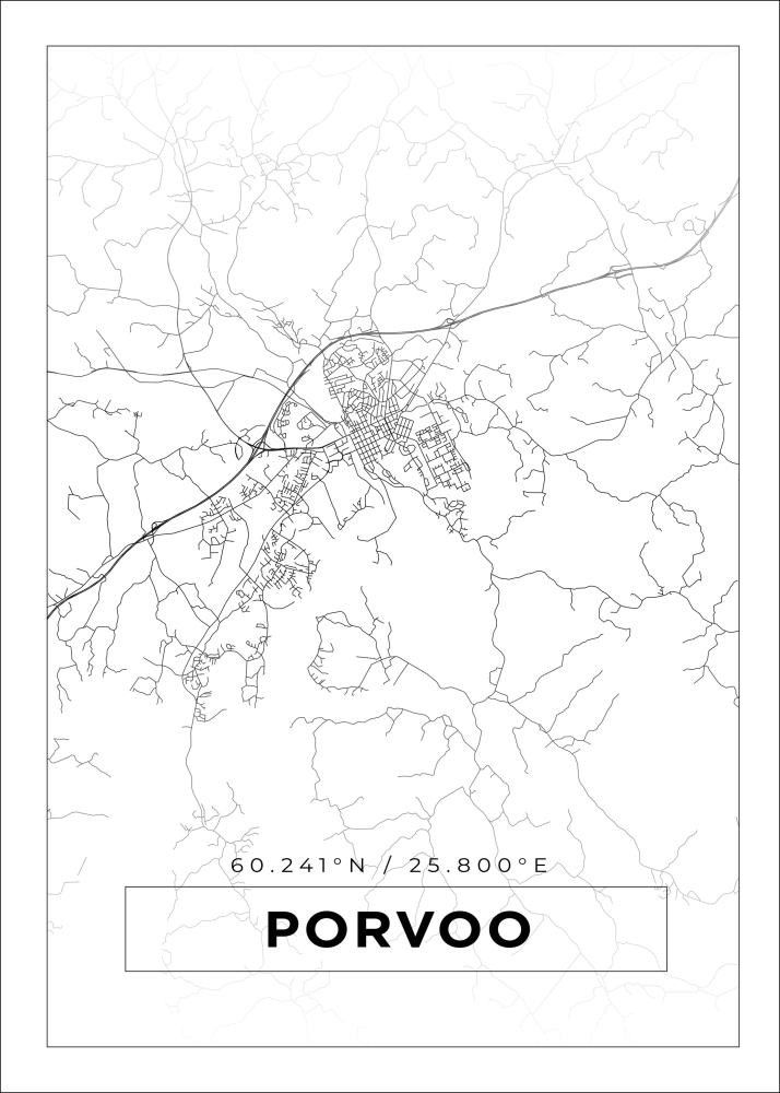 Karta - Porvoo - Vit Poster