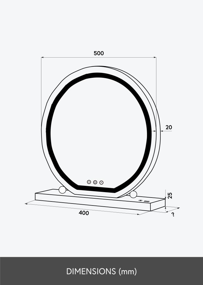 KAILA Sminkspegel Round LED Vit 50 cm Ø