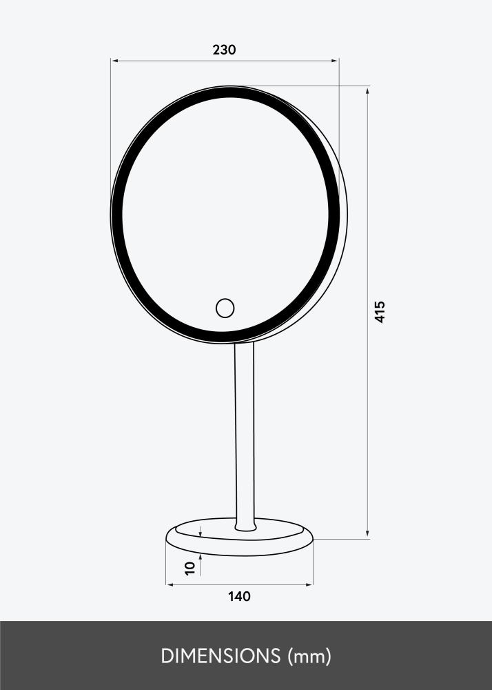 KAILA Sminkspegel Pillar LED Magnifying 20 cm Ø