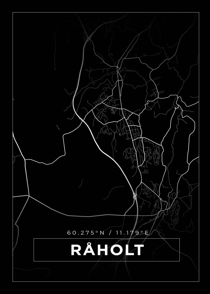 Karta - Råholt - Svart Poster