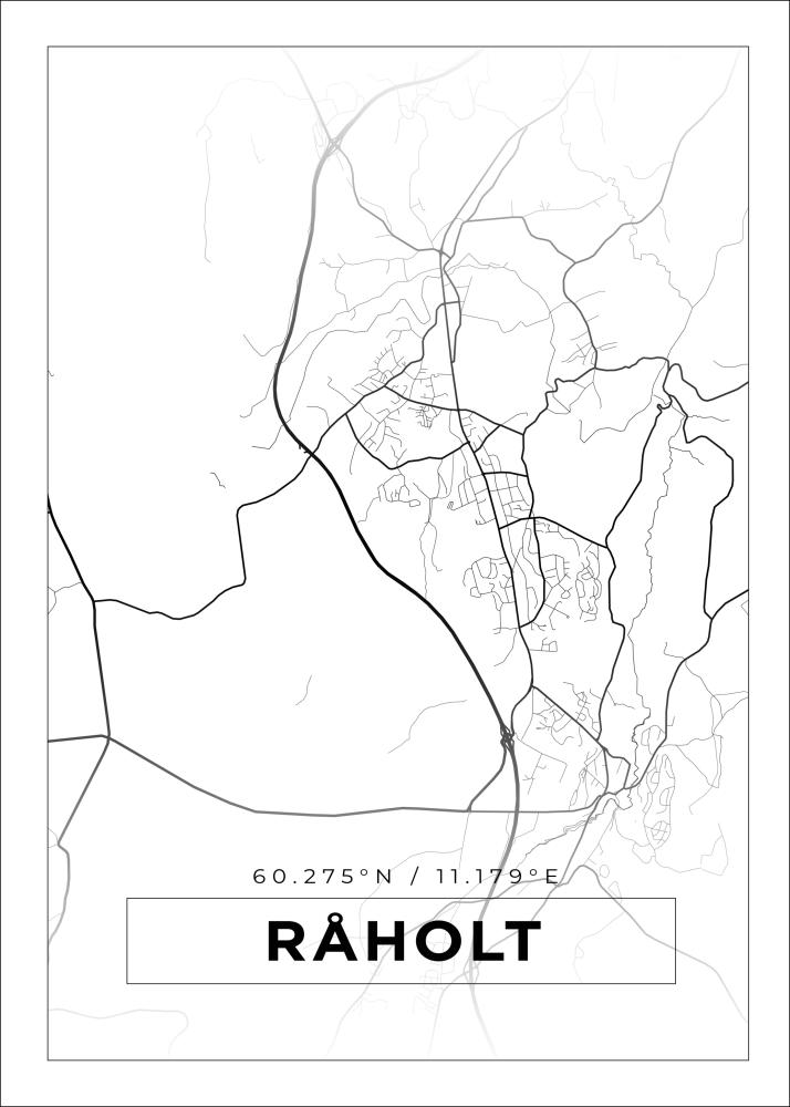 Karta - Råholt - Vit Poster