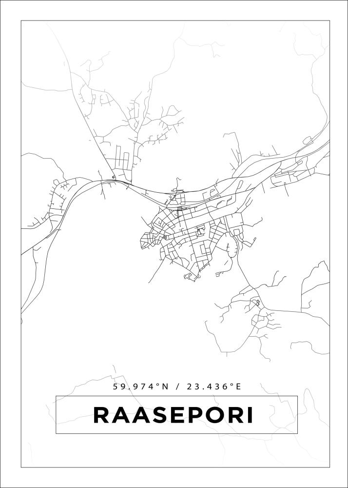 Karta - Raseborg - Vit Poster