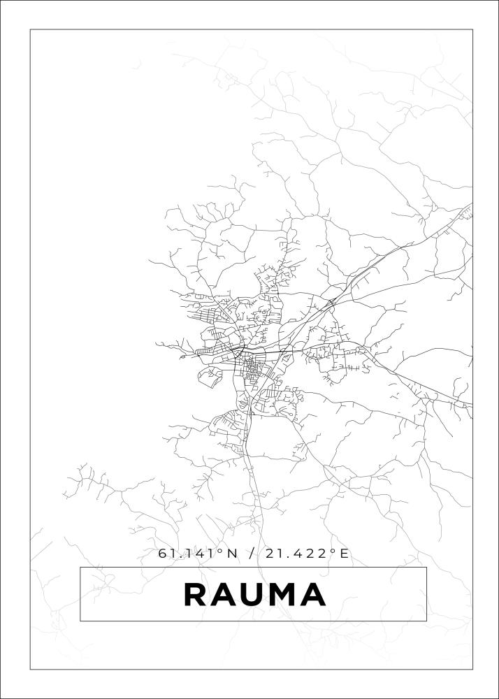 Karta - Rauma - Vit Poster