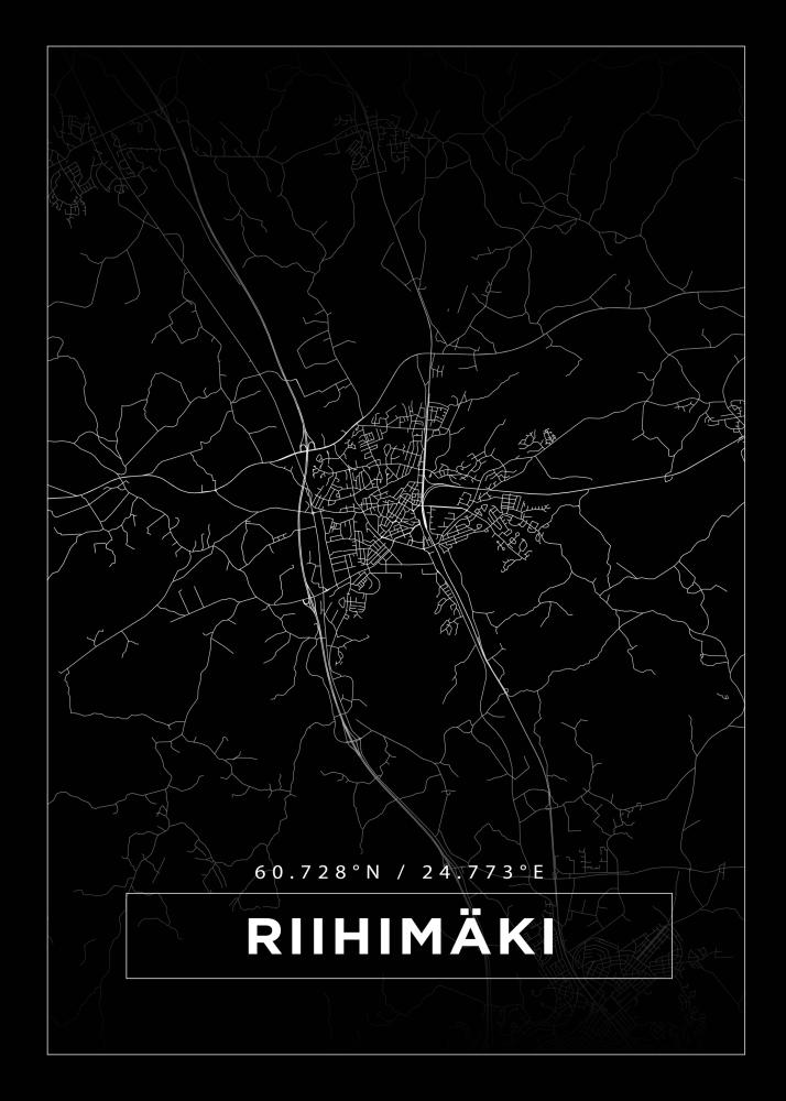 Karta - Riihimäki - Svart Poster