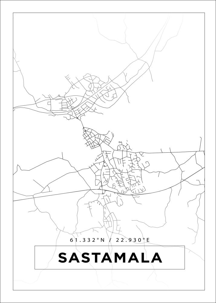 Karta - Sastamala - Vit Poster