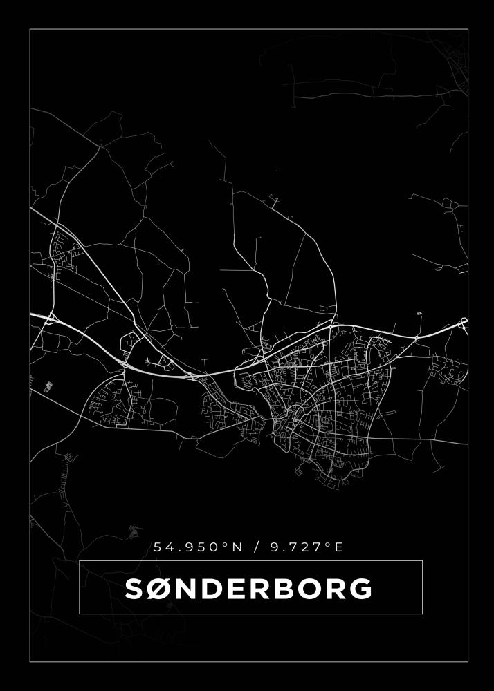 Karta - Sønderborg - Svart Poster