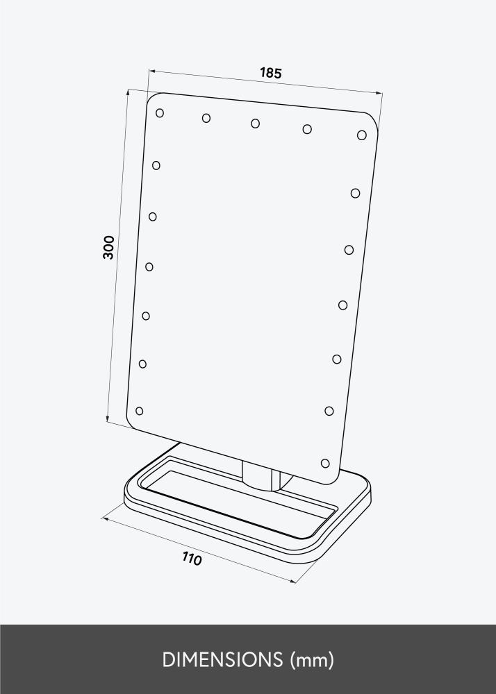 KAILA Sminkspegel LED m. Bluetooth-högtalare Svart 18x30 cm