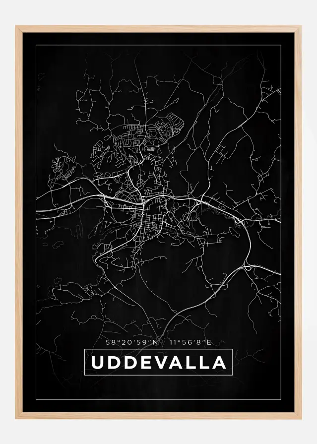 Karta - Uddevalla - Svart Poster