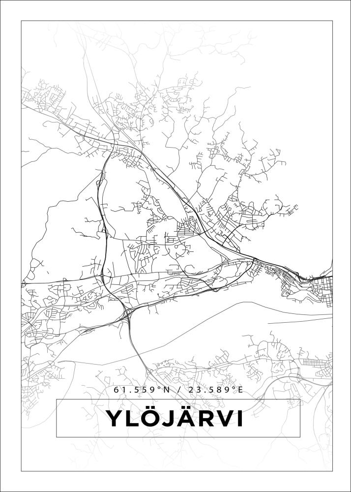 Karta - Ylöjärvi - Vit Poster