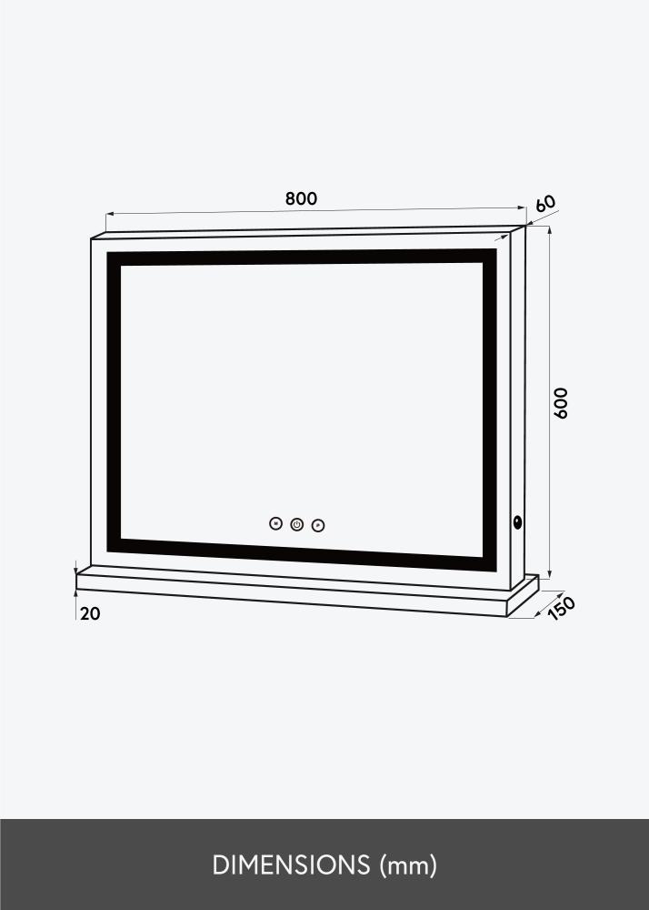 KAILA Sminkspegel Base Horisontal LED Vit 80x60 cm