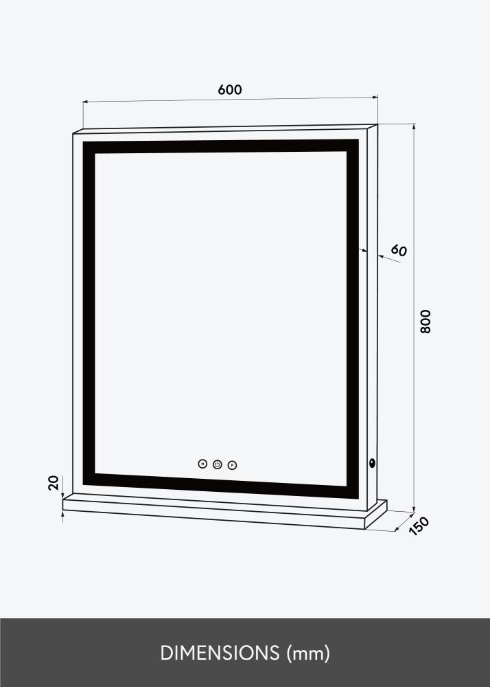 KAILA Sminkspegel Base Vertical LED Vit 80x60 cm