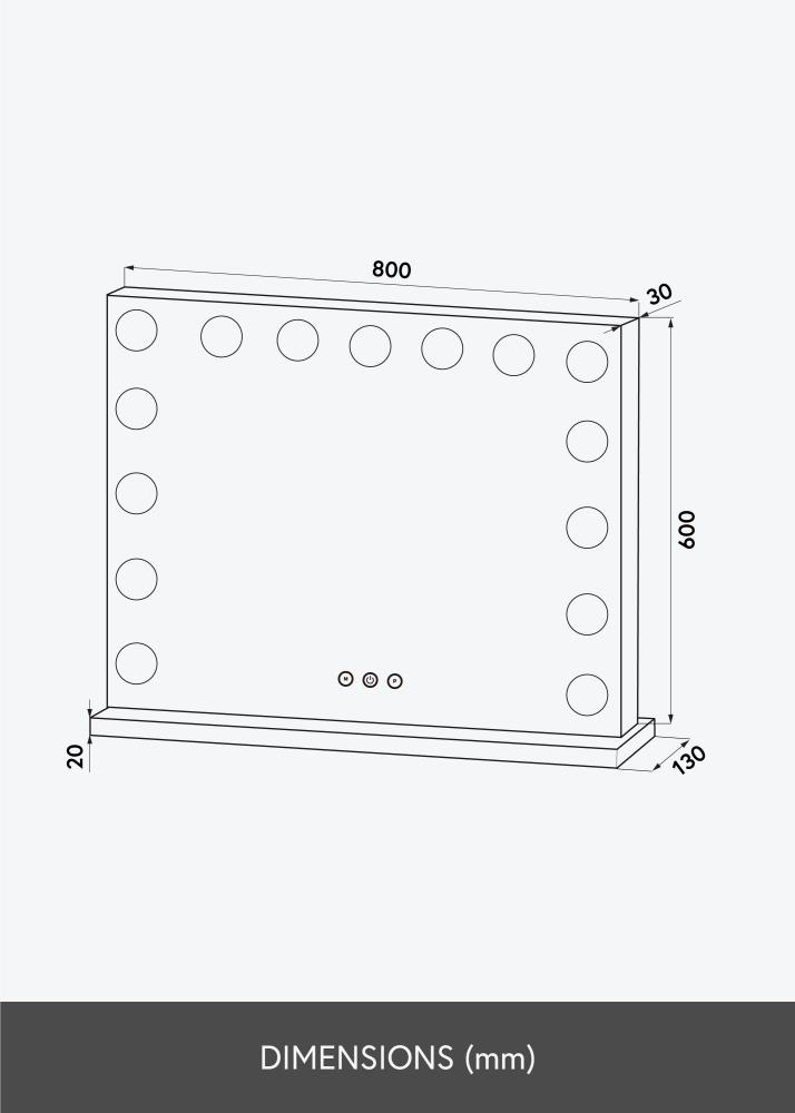 KAILA Sminkspegel Vanity LED 15 Vit 80x60 cm