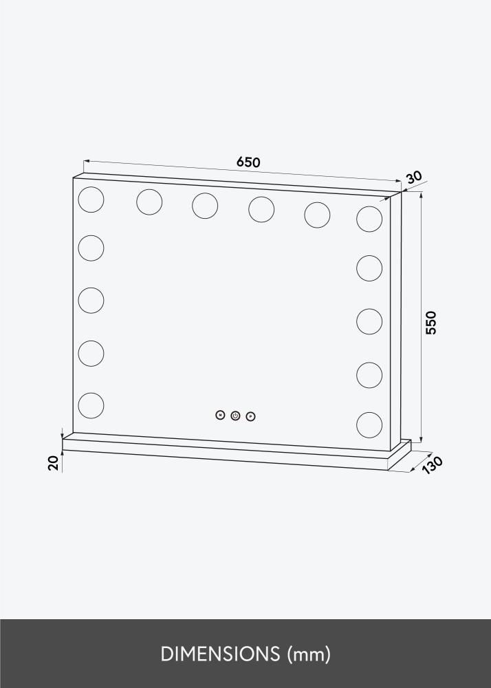 KAILA Sminkspegel Base LED 14 Silver 65x56 cm