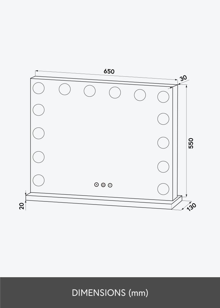 KAILA Sminkspegel Base LED 14 Svart 65x56 cm