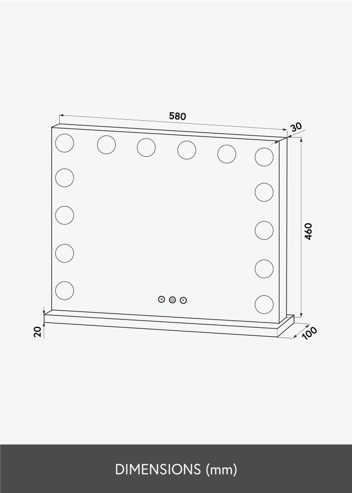 KAILA Sminkspegel Base LED 14 Silver 56x46 cm