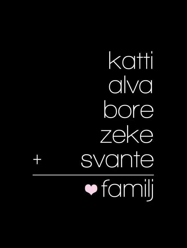 Familjeekvation Svart - 5 Namn