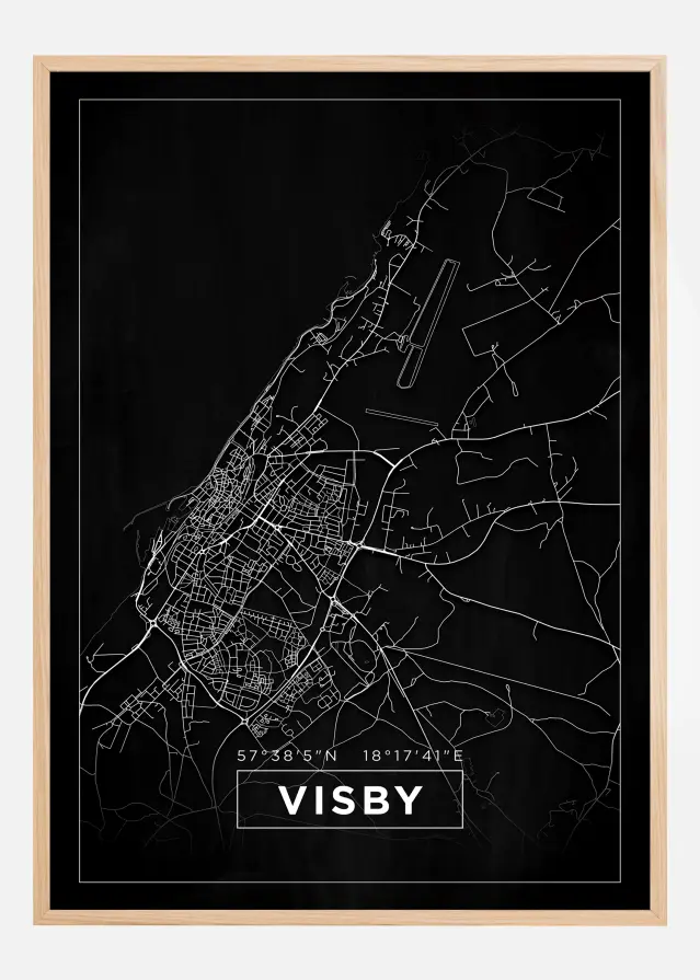 Karta - Visby - Svart Poster