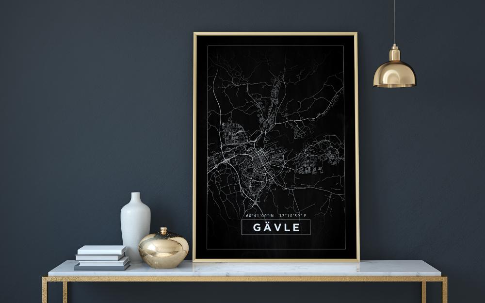 Karta - Gävle - Svart Poster