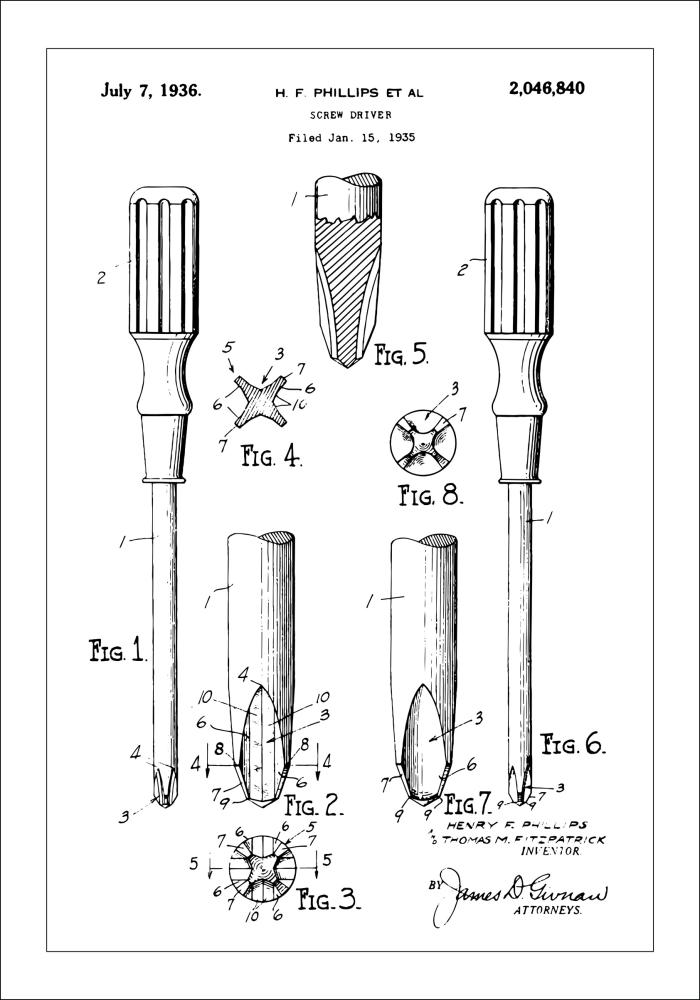 Patentritning - Skruvmejsel Poster