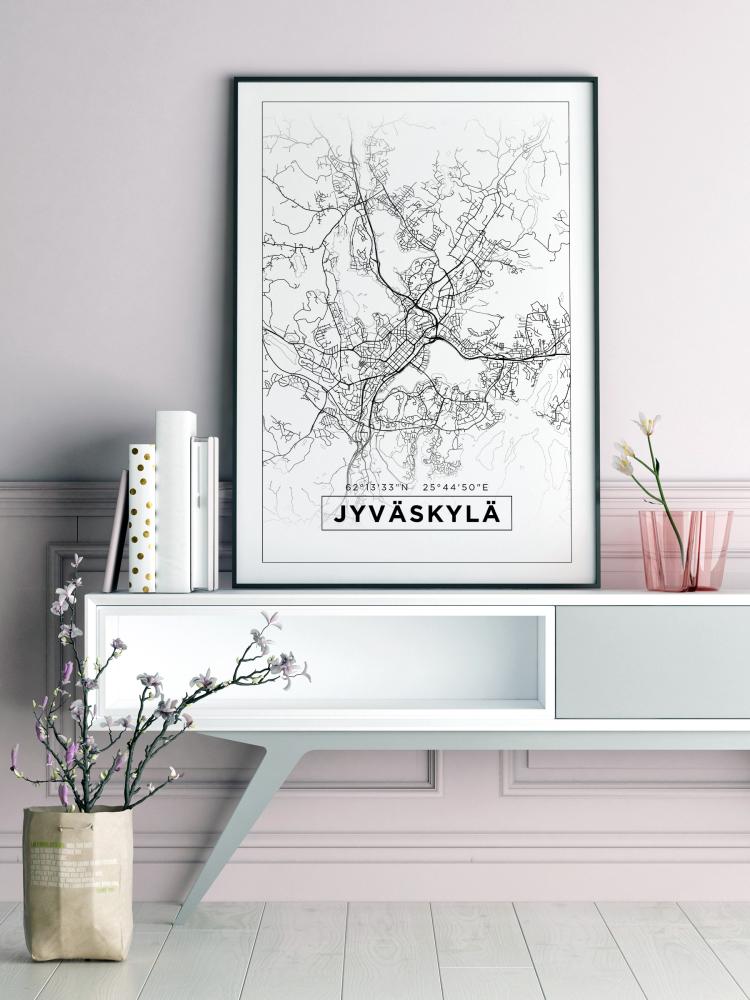 Karta - Jyväskylä - Vit Poster