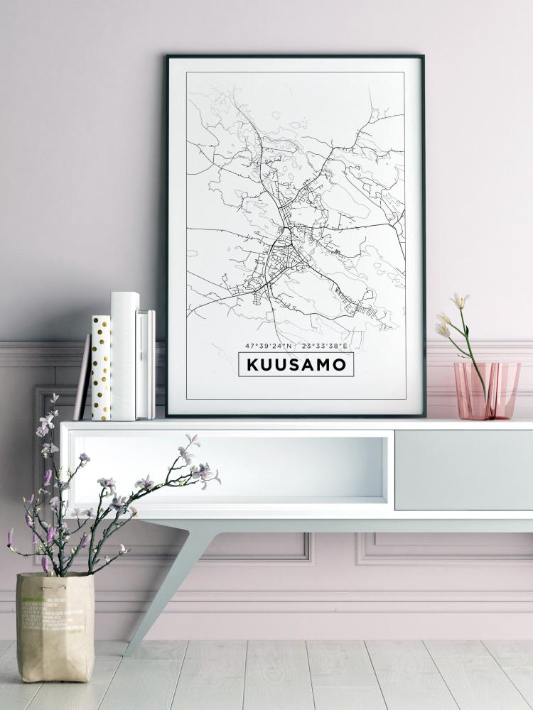 Karta - Kuusamo - Vit Poster