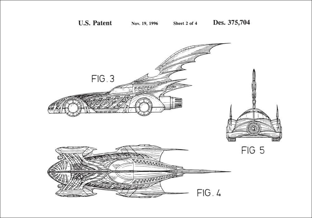 Patentritning - Batman - Batmobile 1996 II Poster