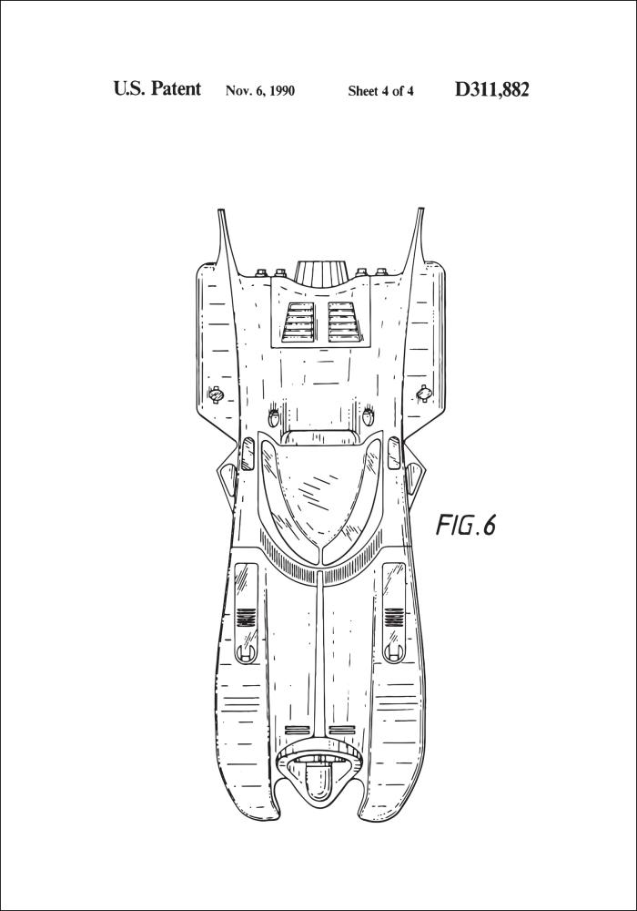 Patentritning - Batman - Batmobile 1990 IIII Poster