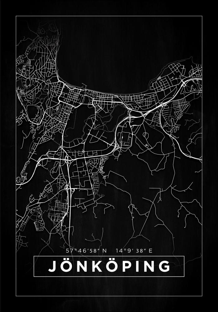 Karta - Jönköping - Svart Poster