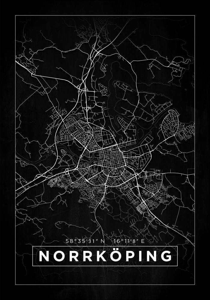 Karta - Norrköping - Svart Poster