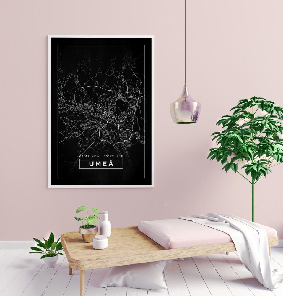 Karta - Umeå - Svart Poster