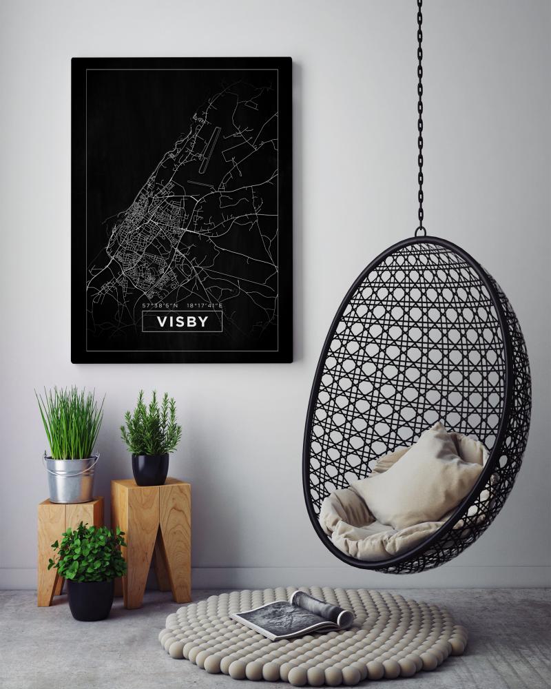 Karta - Visby - Svart Poster