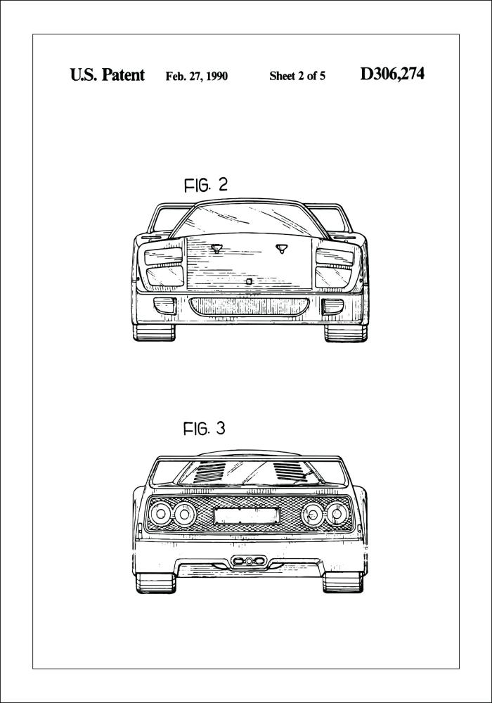 Patentritning - Ferrari F40 III Poster