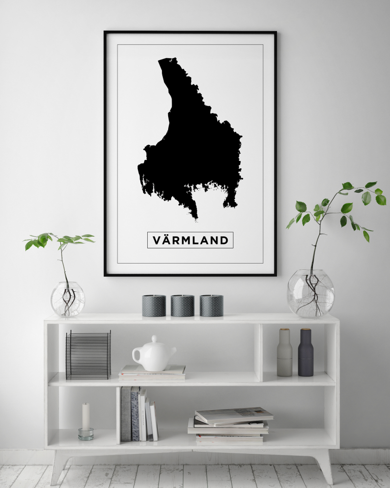 Karta - Värmland - Vit Poster