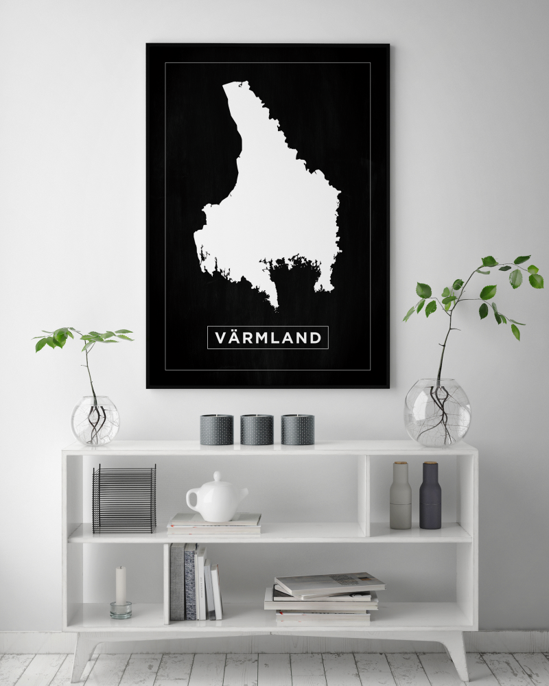 Karta - Värmland - Svart Poster