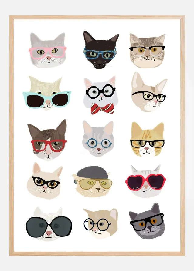 Cats With Glasses Poster