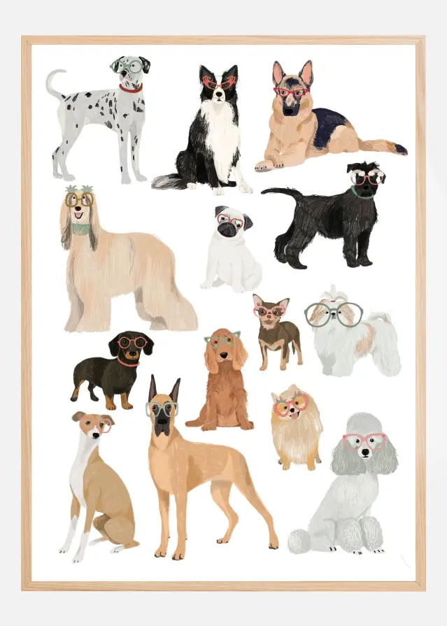 Dogs in glasses Print Poster